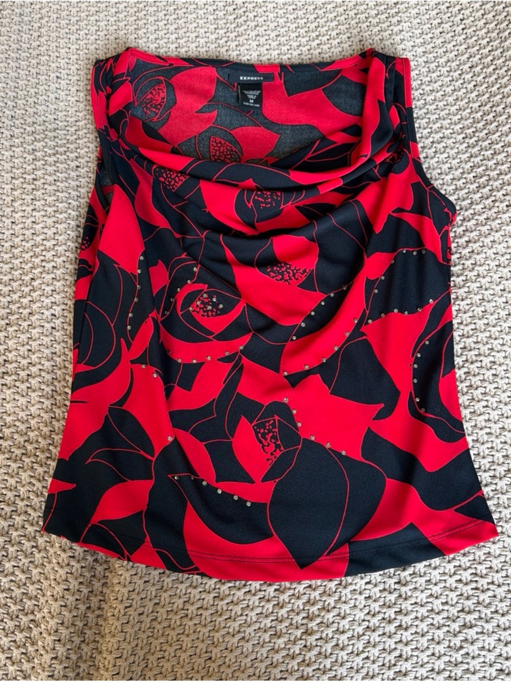 Vintage 00s Express Black & Red Cowl Neck Tank